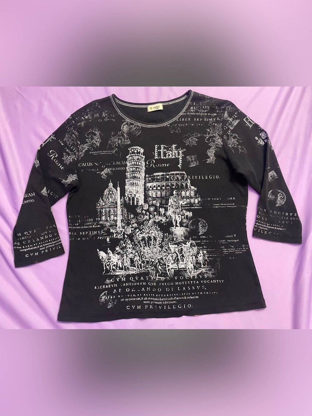 Vintage McBling y2k graphic Rome Itality top w rhinestones whimsigoth